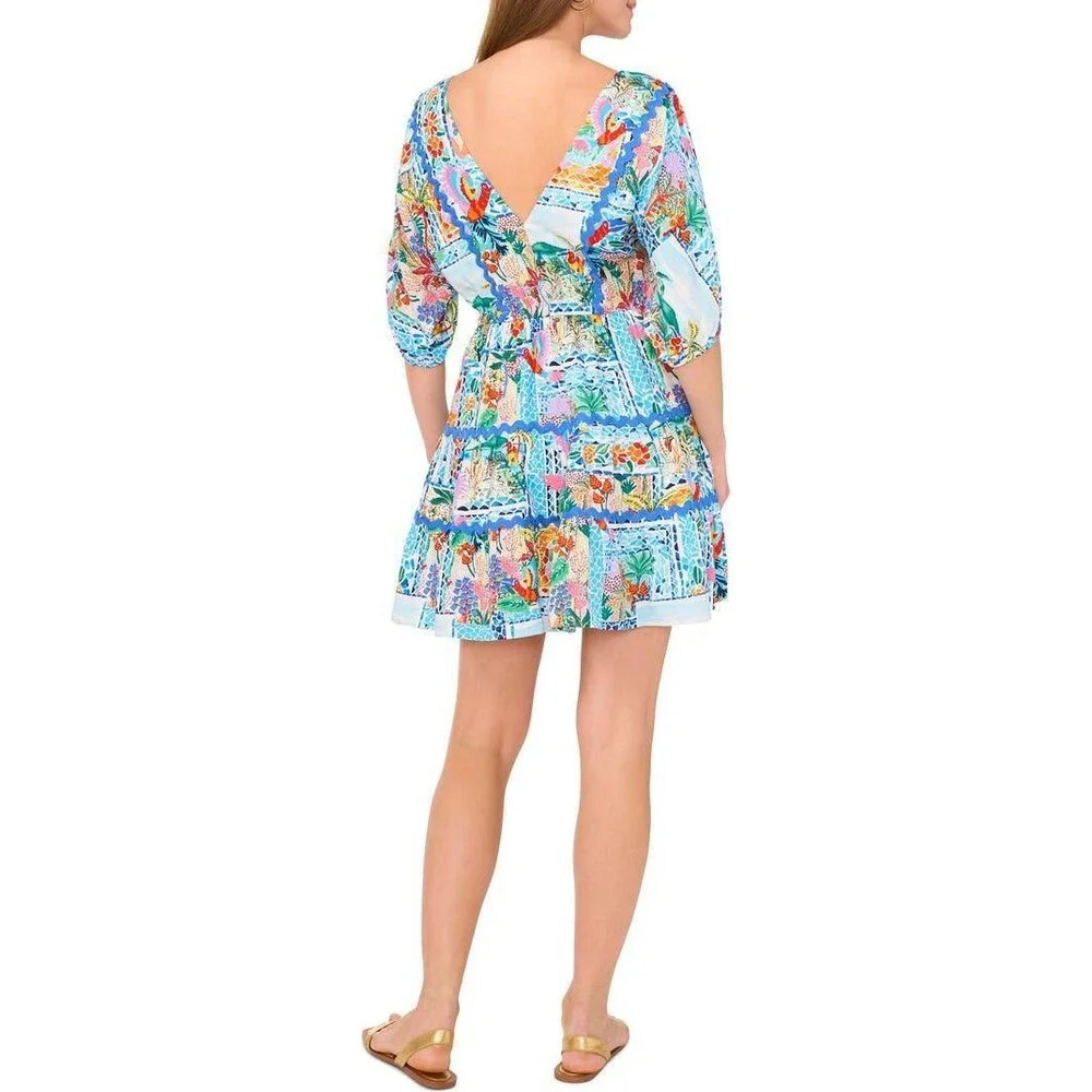 Vince Camuto Balloon‑Sleeve Tiered Fit‑and‑Flare Dress – Size L – NWT – $89
